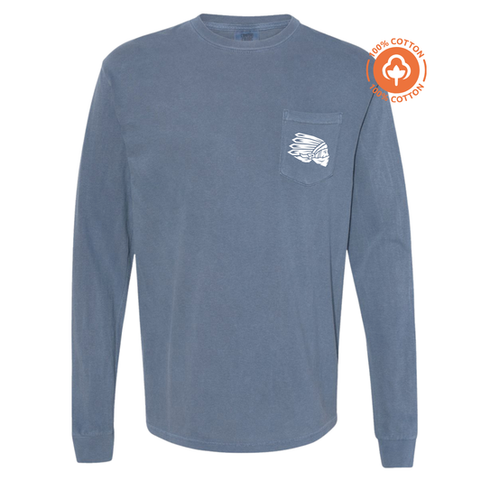 Long Sleeve Pocket Tee in Blue Jean
